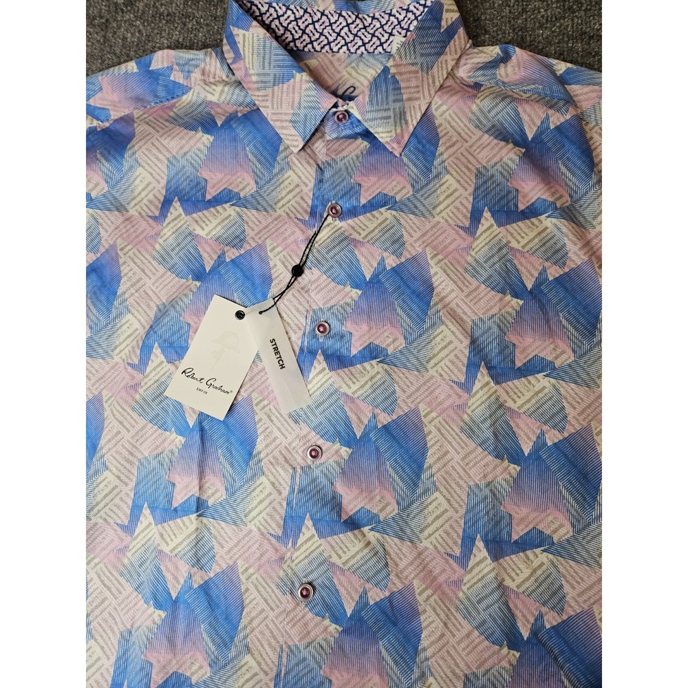 NWT Robert Graham Mens McCabe Short Sleeve Button Up Shirt Size 2XL